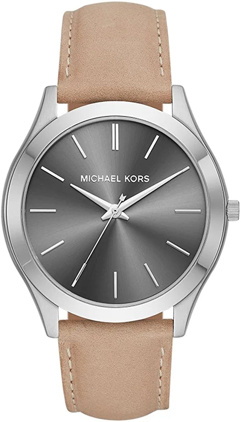 Michael Kors Men'S Slim Runway Stainless Steel Quartz Leather Strap, Brown, 22 Casual Watch (Model: MK8619)