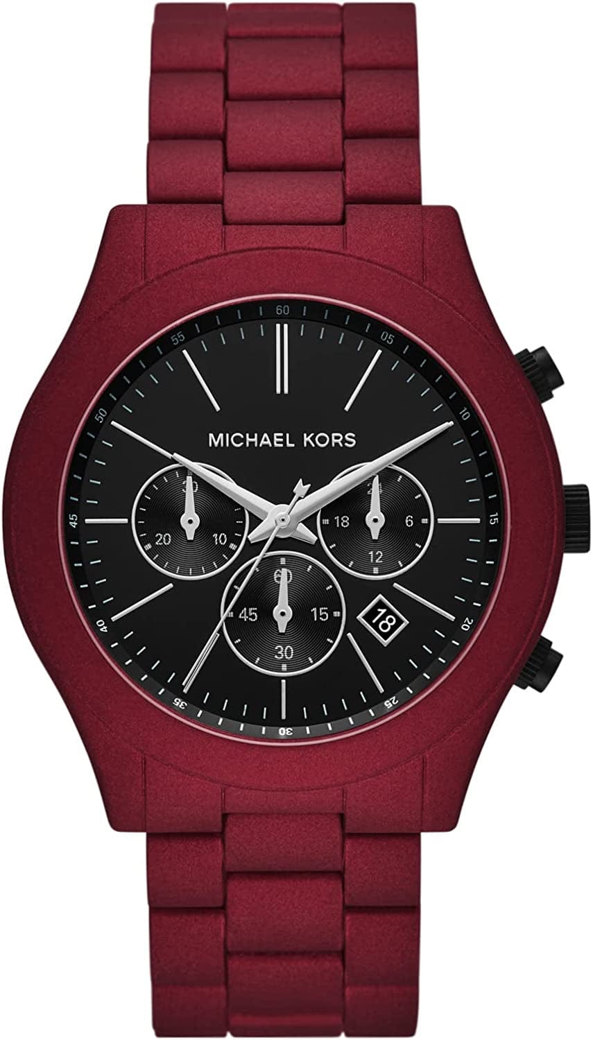 Michael Kors Men'S Slim Runway Stainless Steel Quartz Watch Red