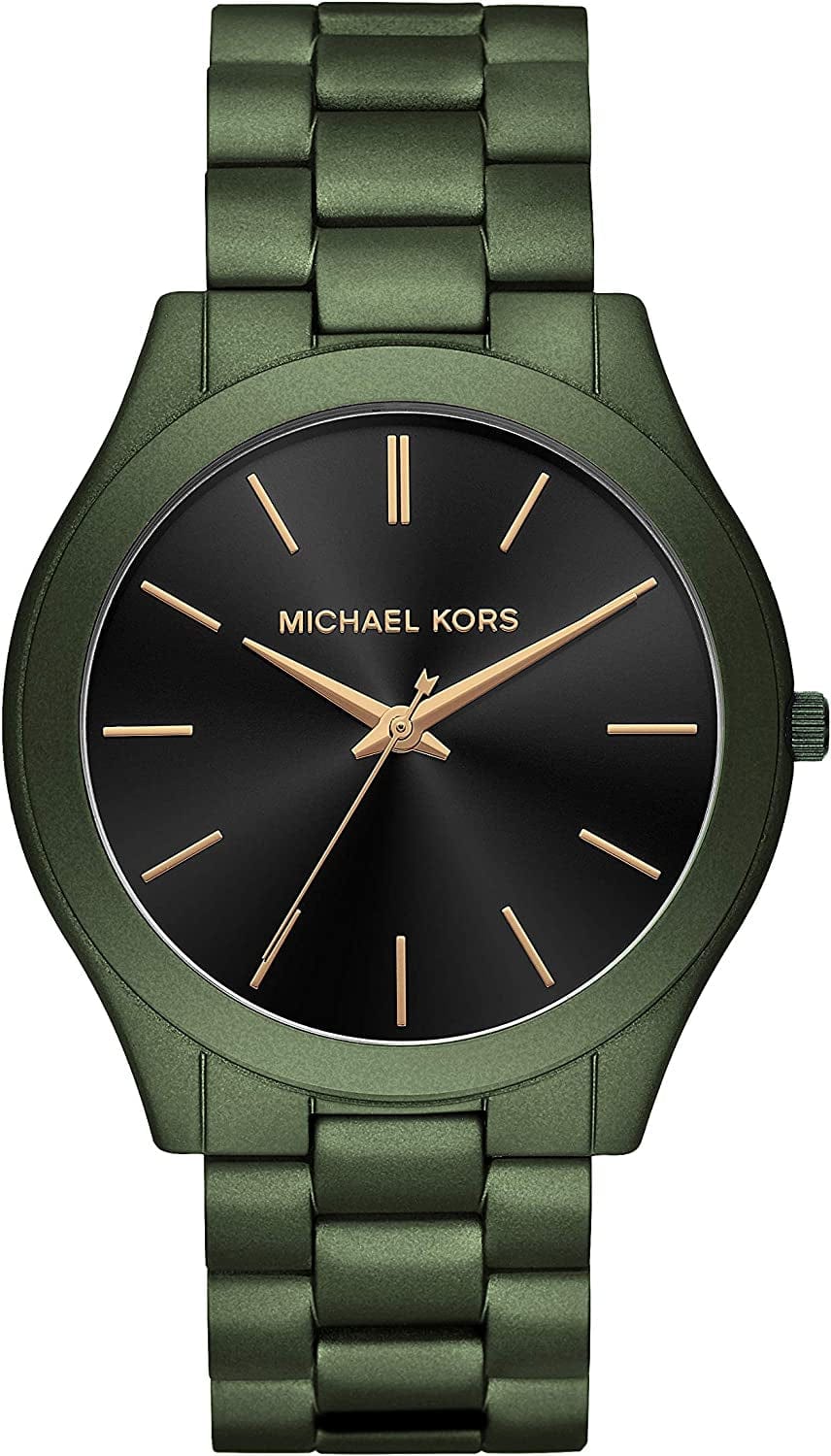 Michael Kors Men'S Slim Runway Stainless Steel Quartz Watch Green/black dial