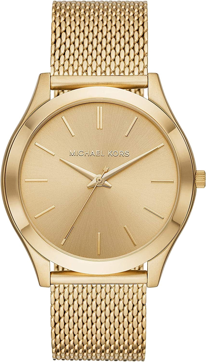 Michael Kors Men'S Slim Runway Stainless Steel Quartz Watch Gold/Mesh