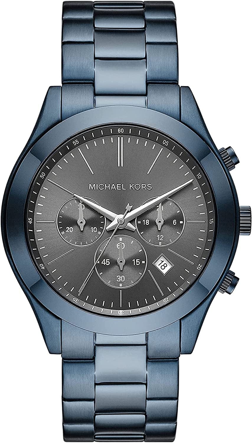 Michael Kors Men'S Slim Runway Stainless Steel Quartz Watch NAVY