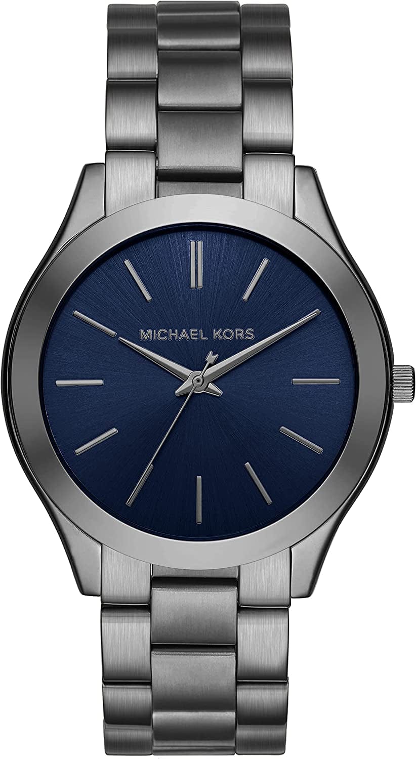 Michael Kors Men'S Slim Runway Stainless Steel Quartz Watch Gunmetal/Blue
