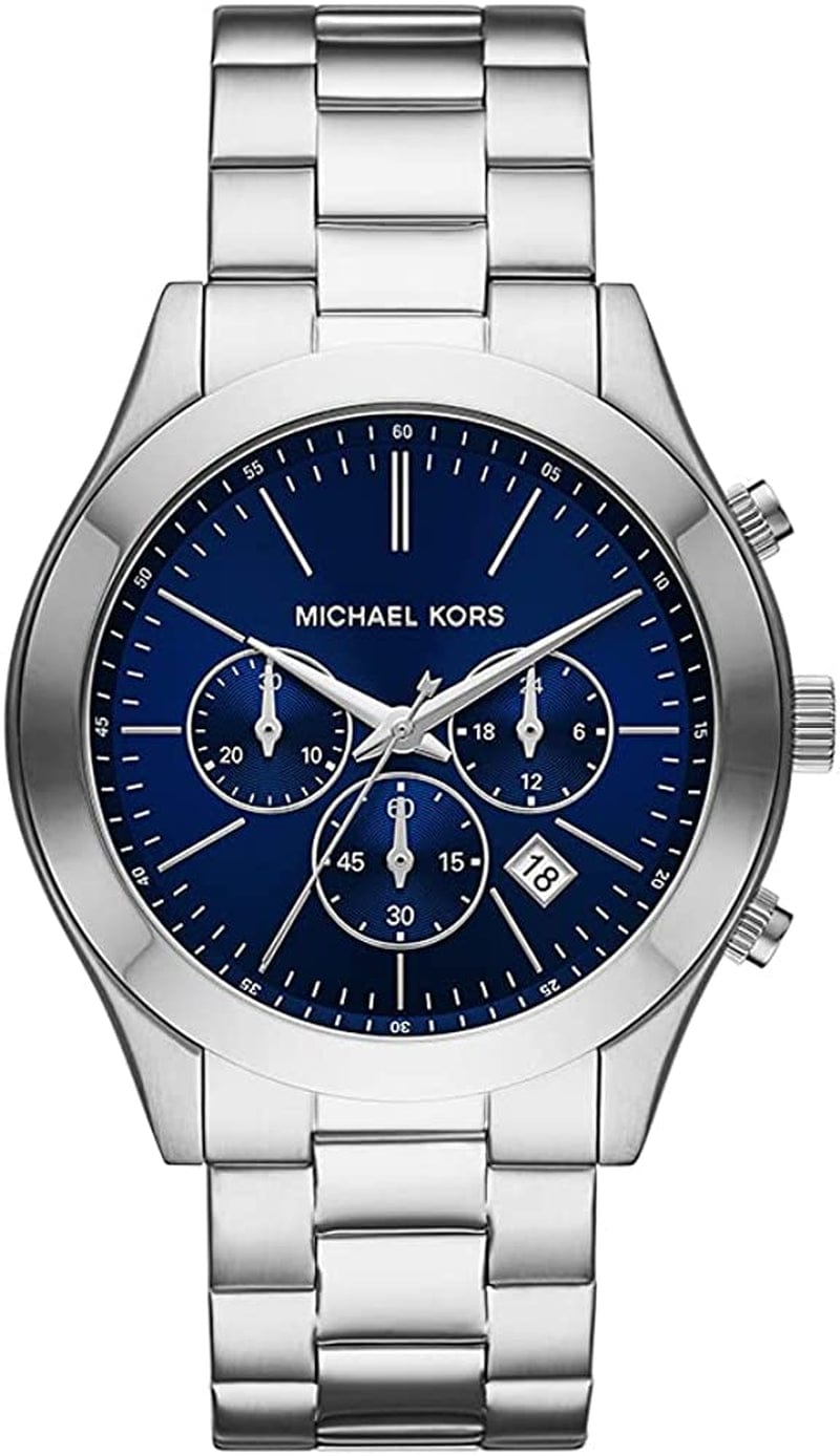 Michael Kors Men'S Slim Runway Stainless Steel Quartz Watch Silver Chronograph