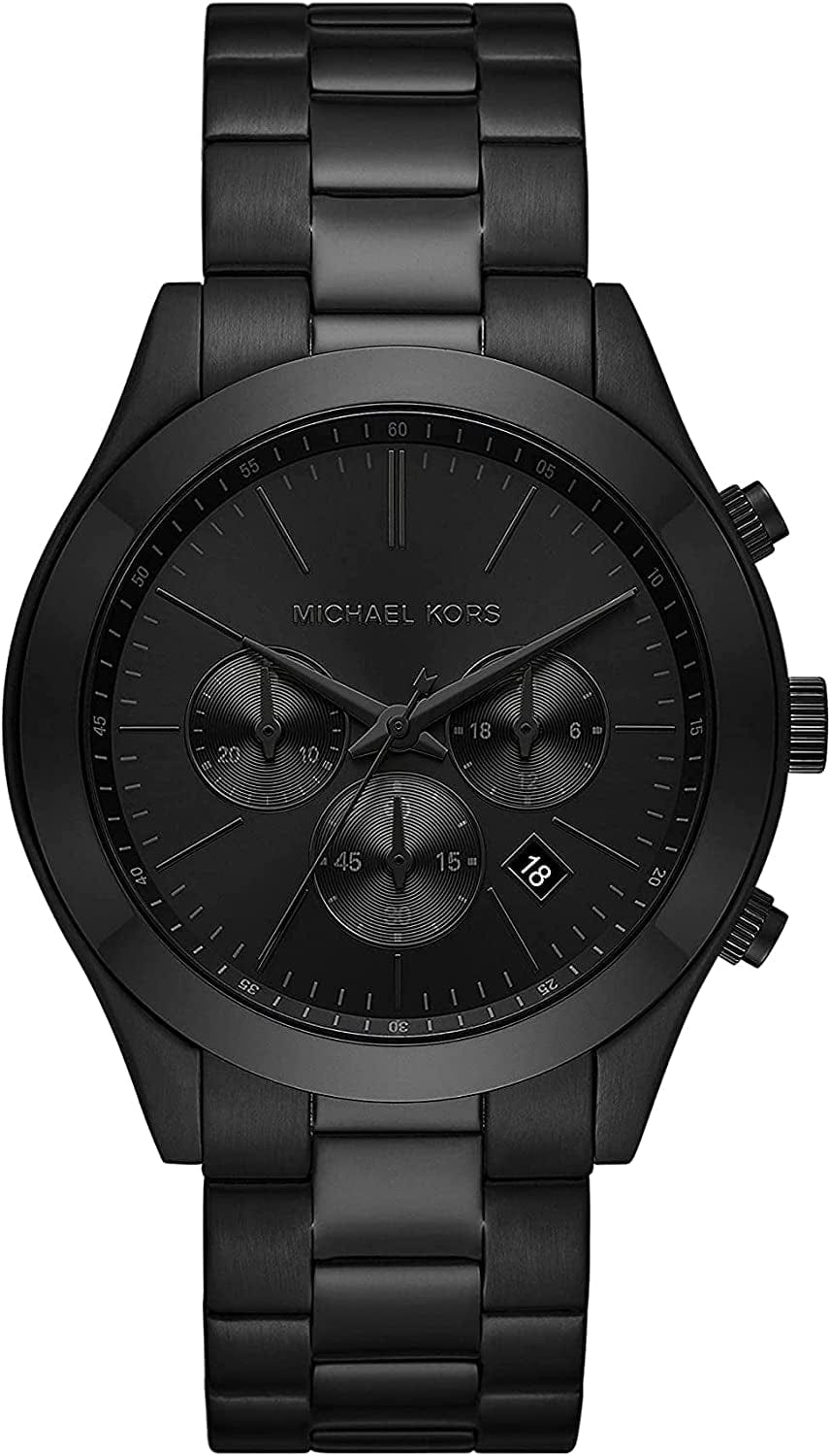 Michael Kors Men'S Slim Runway Stainless Steel Quartz Watch Black Chronograph