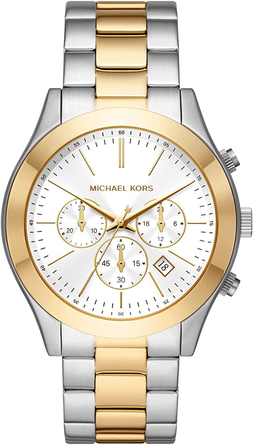 Michael Kors Men'S Slim Runway Stainless Steel Quartz Watch Two-Tone