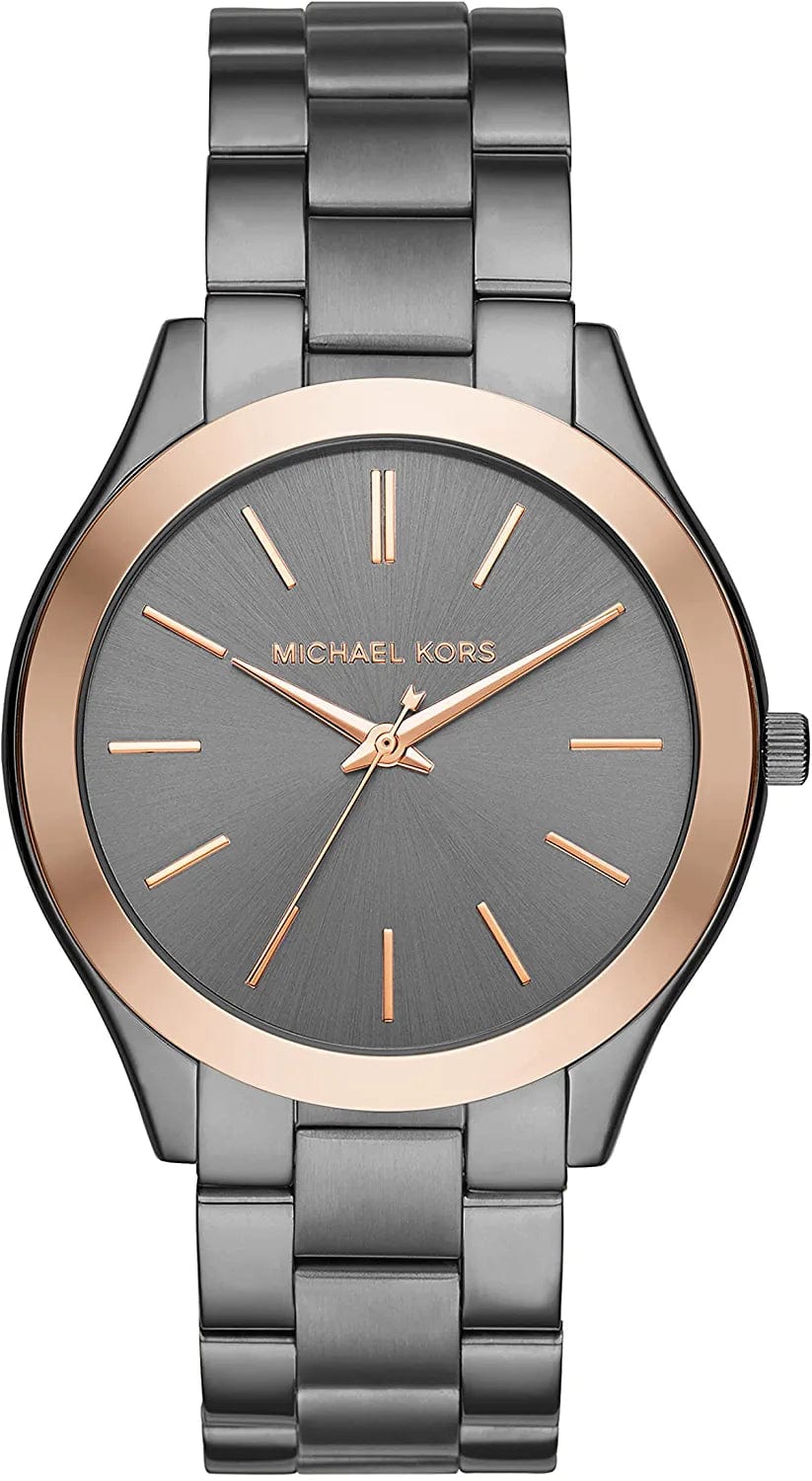 Michael Kors Men'S Slim Runway Stainless Steel Quartz Watch 2-Tone Gunmetal/Rose Gold