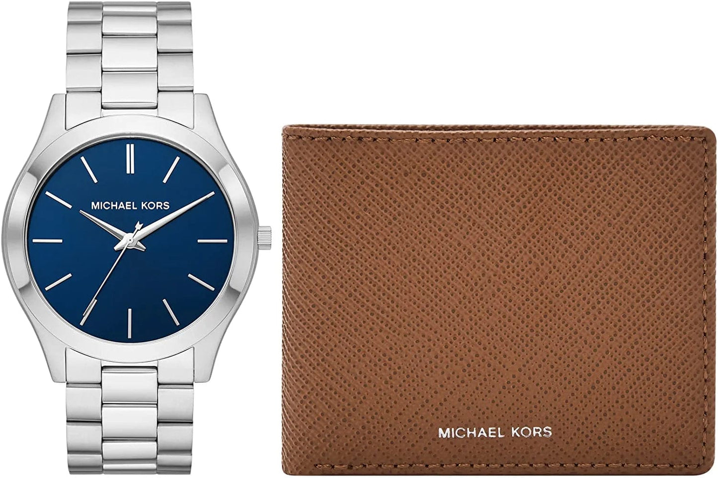 Michael Kors Men'S Slim Runway Stainless Steel Quartz Watch Watch & Wallet Gift Set