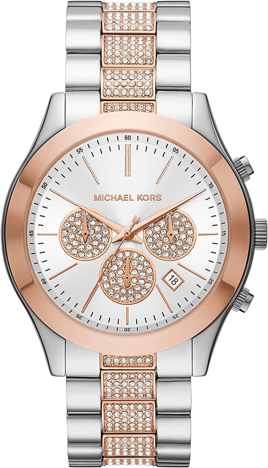 Michael Kors Men'S Slim Runway Stainless Steel Quartz Watch Two-Tone Glitz