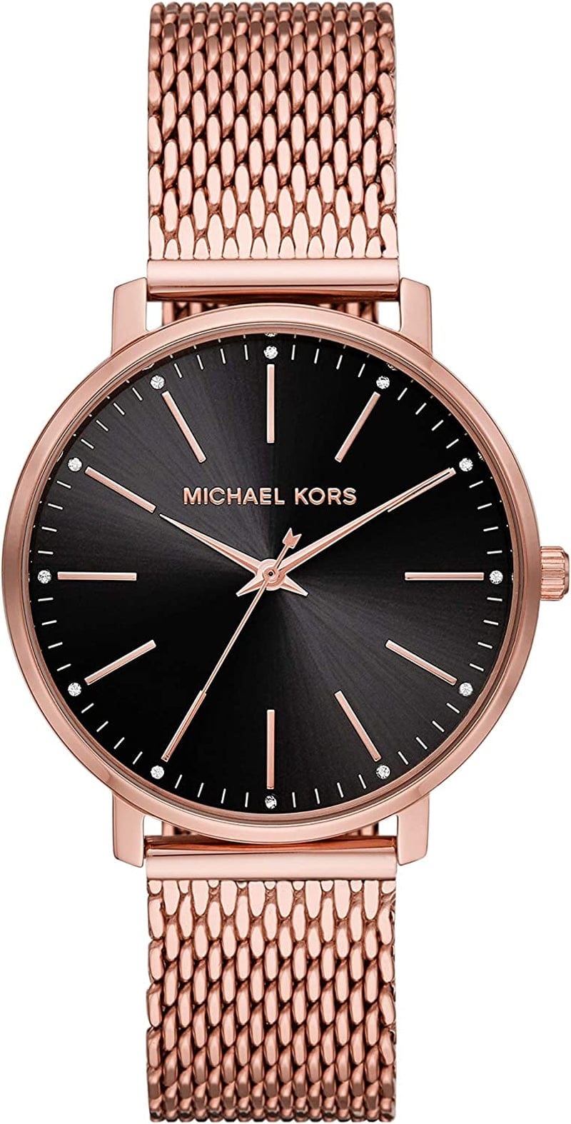 Michael Kors Pyper Three-Hand Stainless Steel Watch Rose Gold/Black
