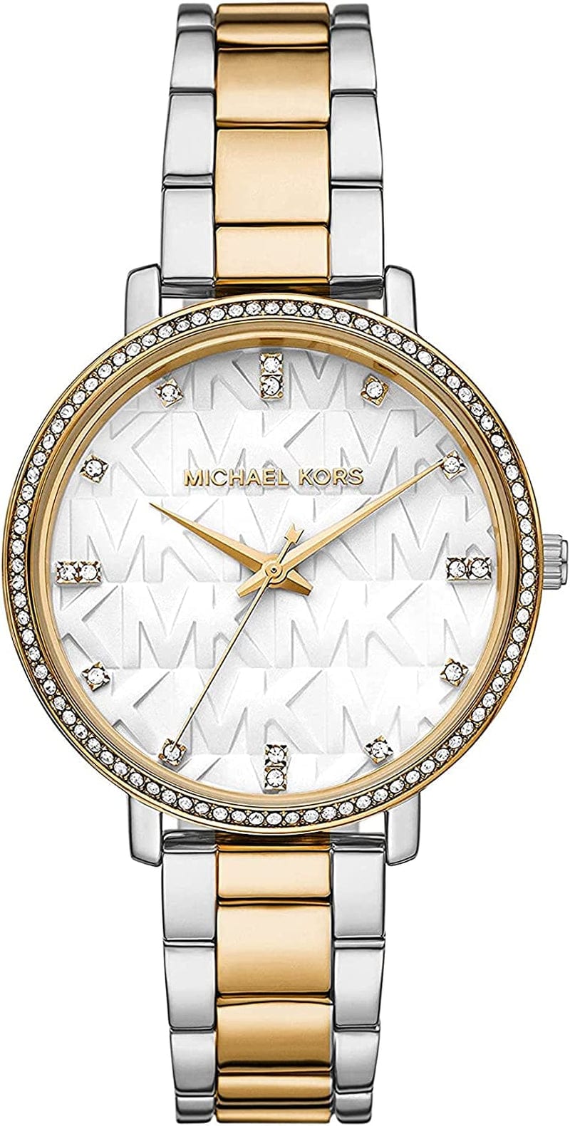 Michael Kors Pyper Three-Hand Stainless Steel Watch Two Tone Logo