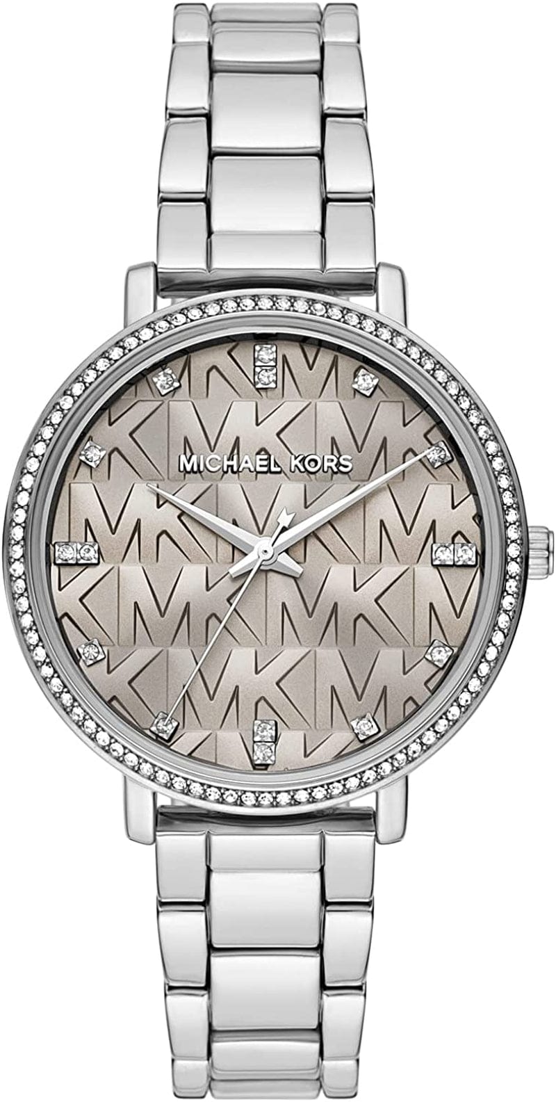 Michael Kors Pyper Three-Hand Stainless Steel Watch Silver Logo