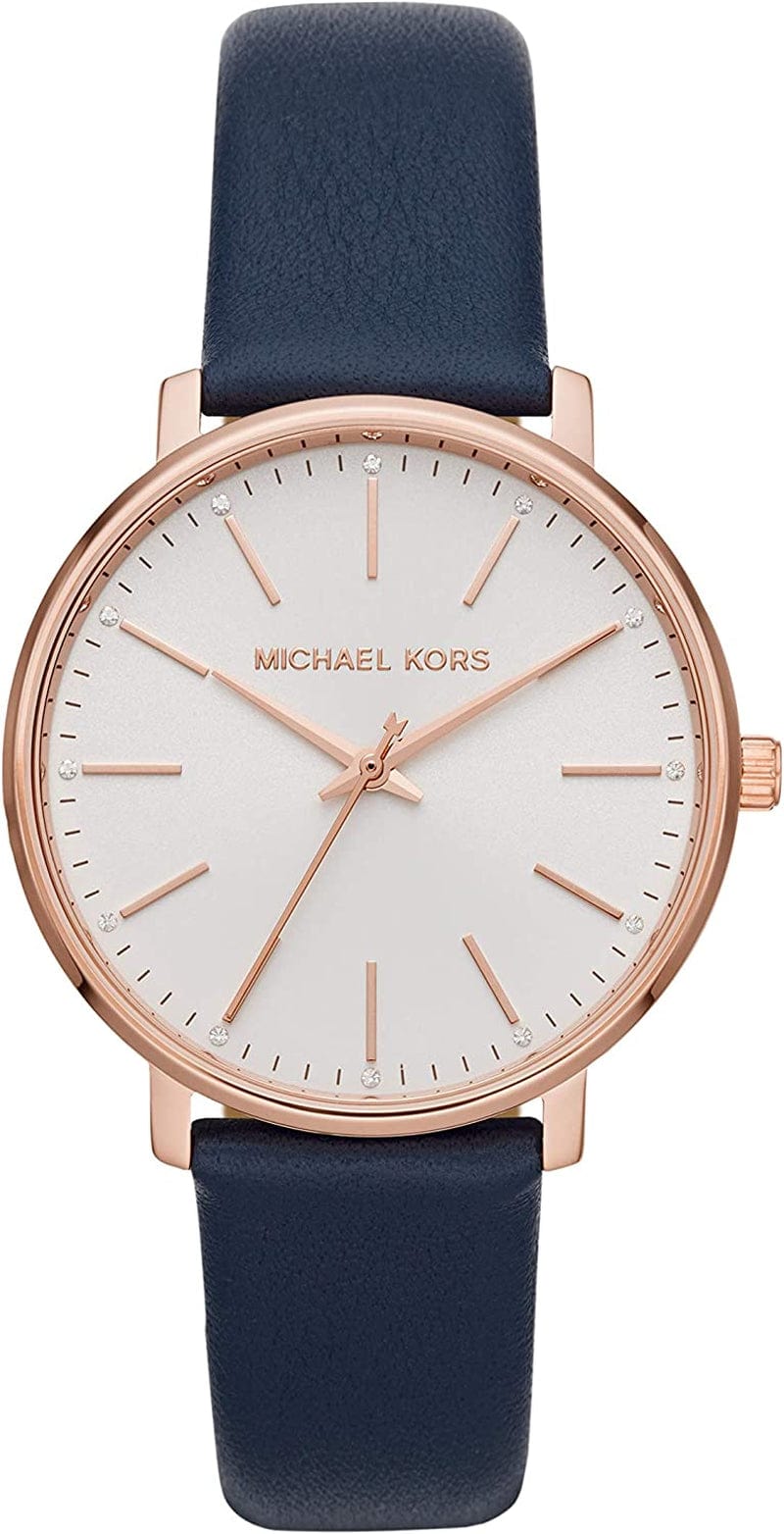 Michael Kors Pyper Three-Hand Stainless Steel Watch Rose Gold/Blue