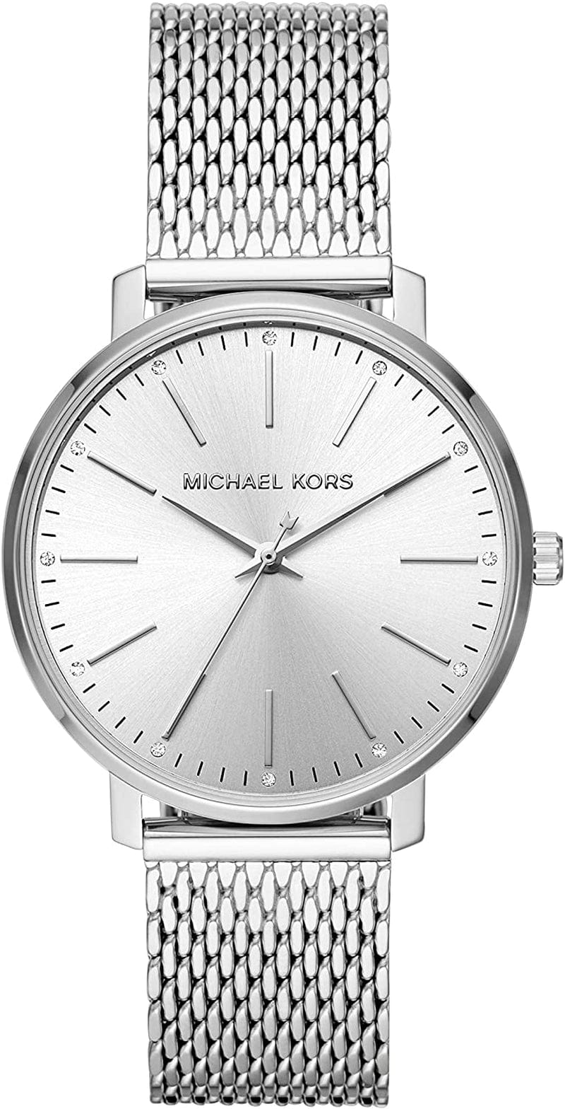 Michael Kors Pyper Three-Hand Stainless Steel Watch Silver Mesh