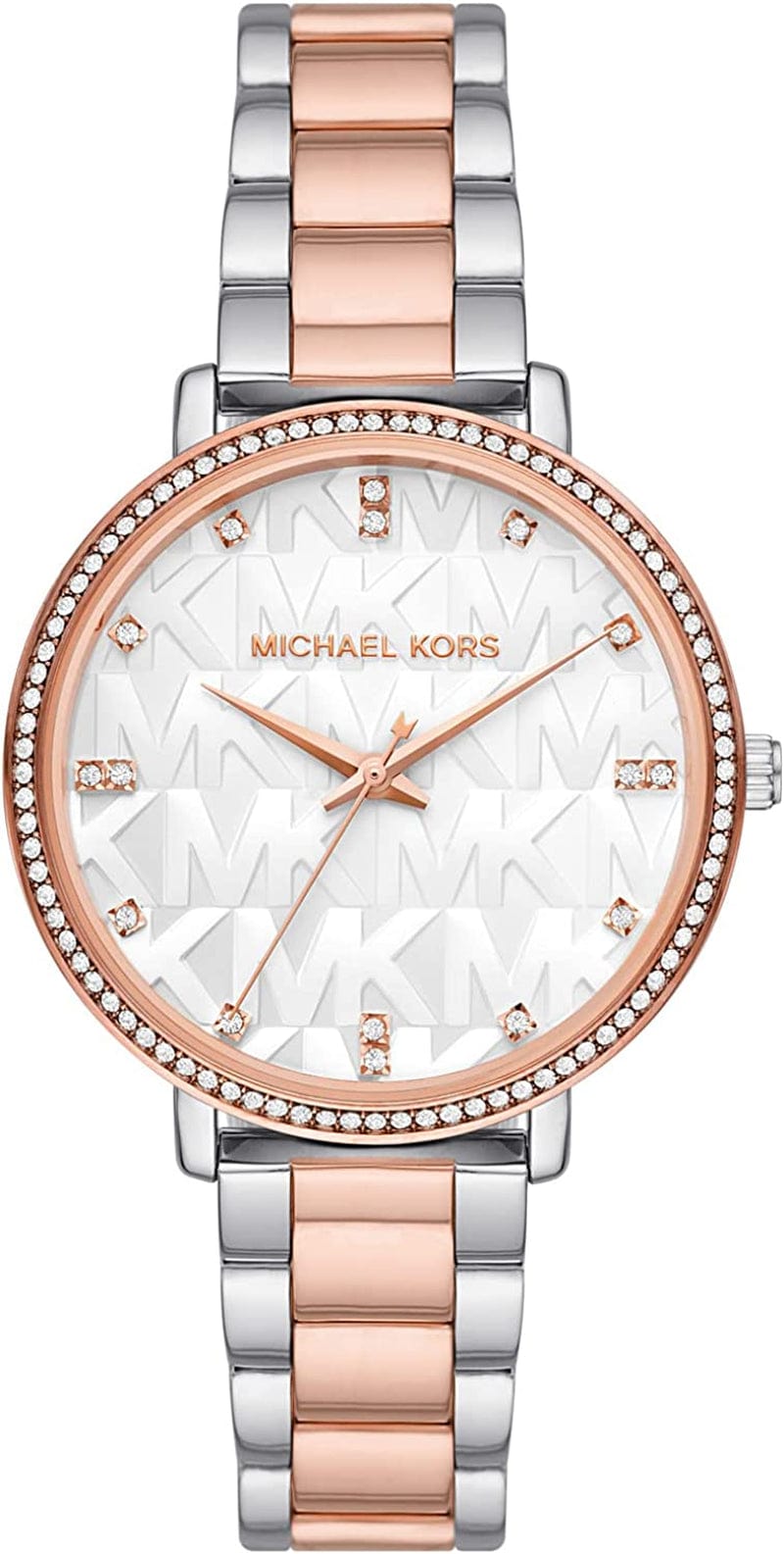 Michael Kors Pyper Three-Hand Stainless Steel Watch Rose/Silver Logo