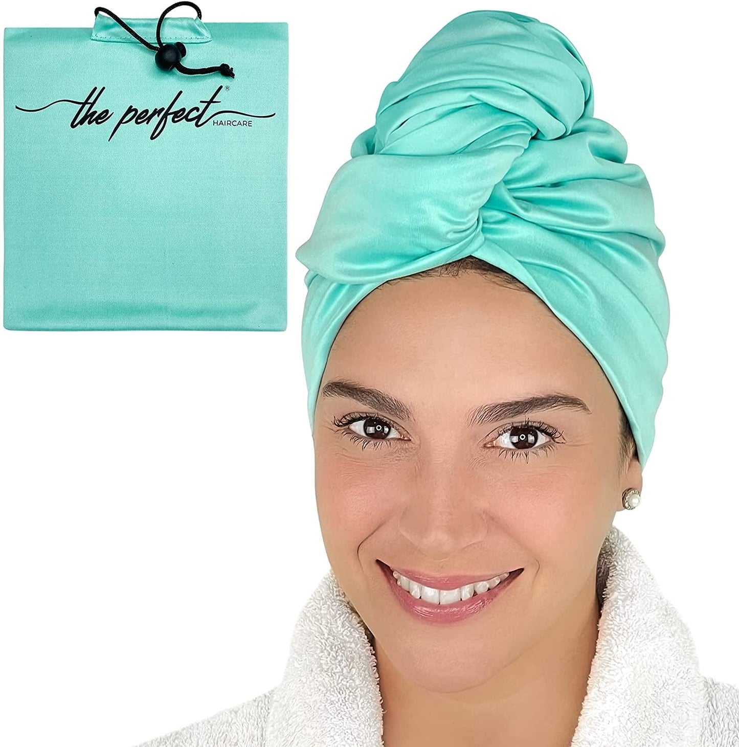 Microfiber Hair Towel Wrap - Ultra-Fine & Silky Smooth - Quick Drying - Absorbent Turban Twist for Curly & Long Hair for Girls & Kids - Anti-Frizz Curly Hair Product - the PERFECT HAIRCARE - Black Health & Beauty > Personal Care > Hair Care THE PERFECT HAIRCARE Aquamarine 1