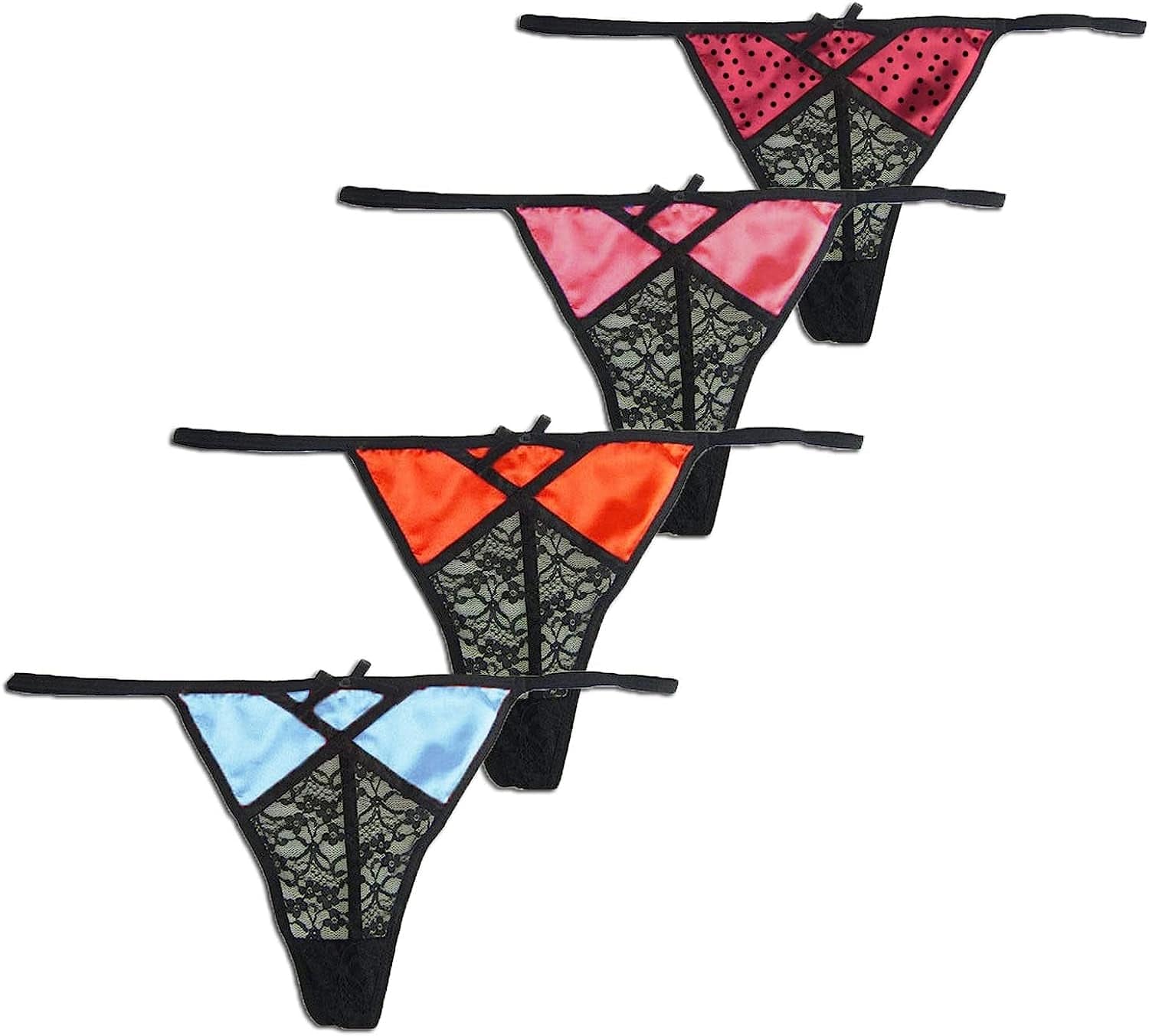 MIERSIDE Sexy Lace G-String Thong Panty Underwear Pack of 4 4 Color 2 / 5X-Large