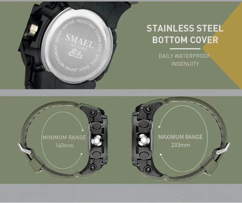 Military Watches for Men Tactical Waterproof Outdoor Sports Watch Analog Digital Multifunction Dual Display Mens Wristwatch