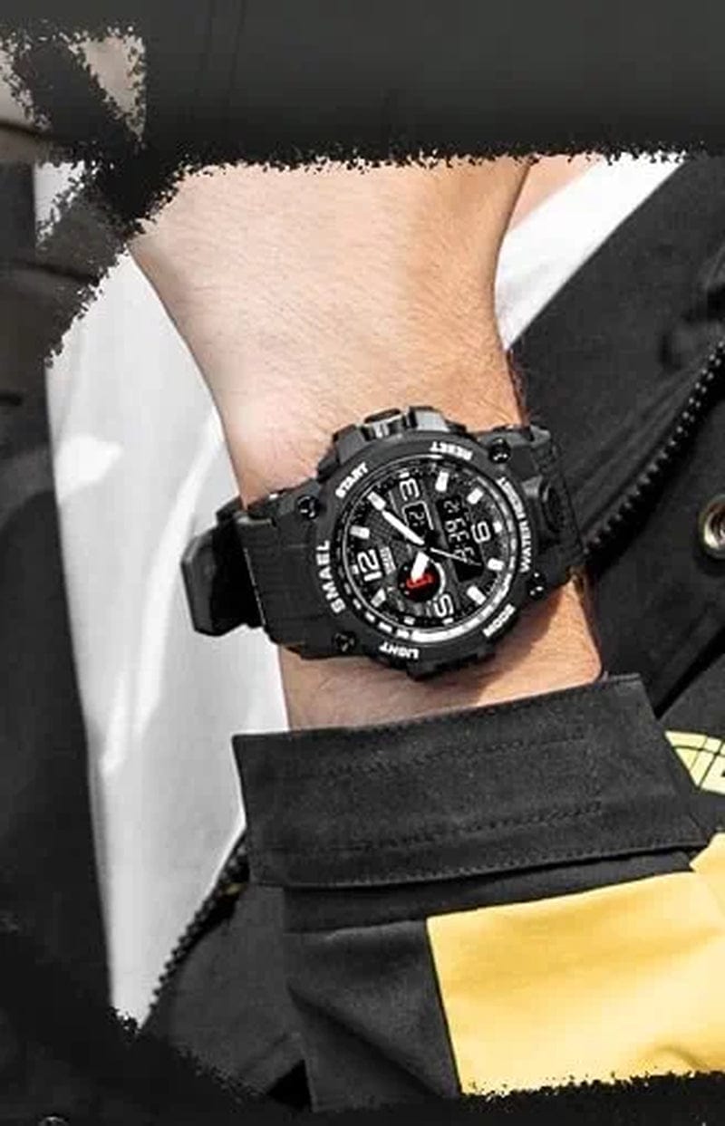 Military Watches for Men Tactical Waterproof Outdoor Sports Watch Analog Digital Multifunction Dual Display Mens Wristwatch