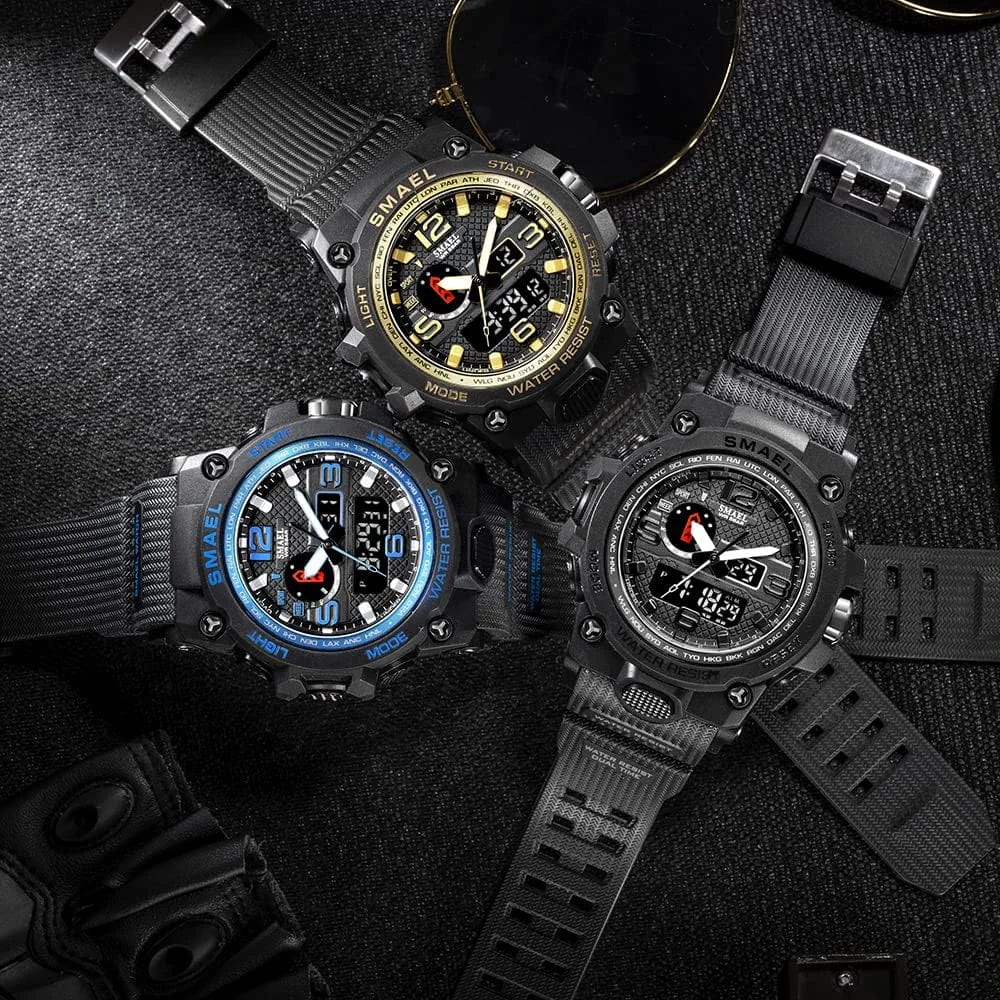 Military Watches for Men Tactical Waterproof Outdoor Sports Watch Analog Digital Multifunction Dual Display Mens Wristwatch