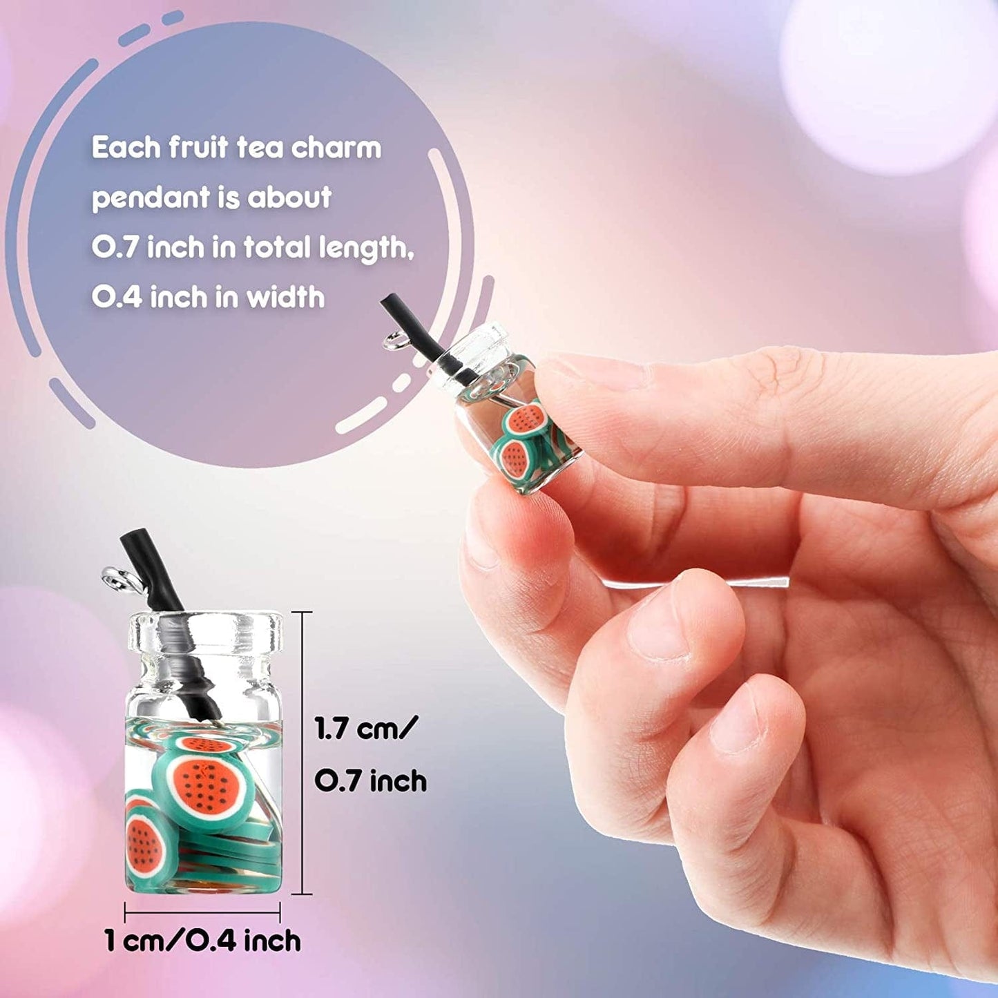Milk Tea Charms Fruit Tea Charm Pendant Boba Fruit Tea Charms Dangle Earring Necklace Pendants for DIY Jewelry Making 48