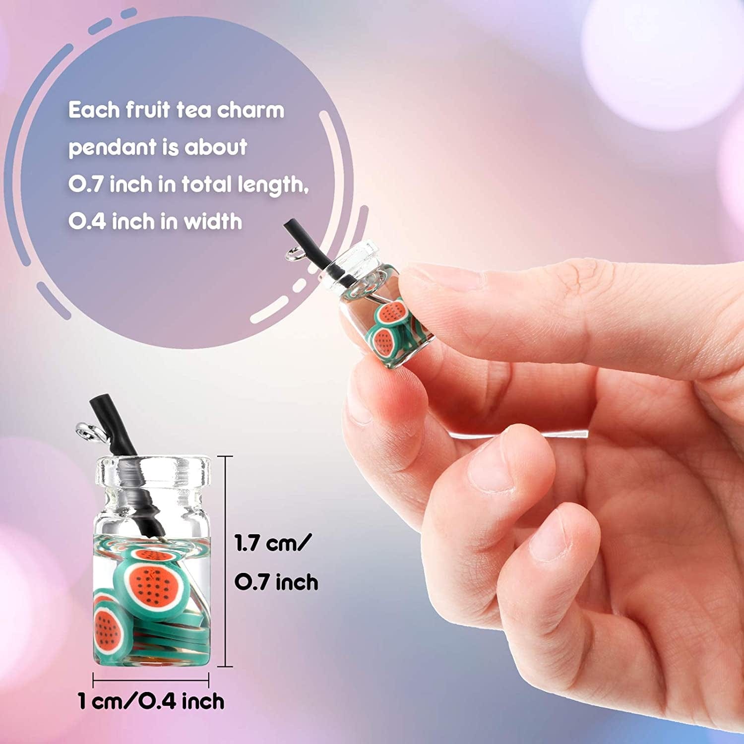 Milk Tea Charms Fruit Tea Charm Pendant Boba Fruit Tea Charms Dangle Earring Necklace Pendants for DIY Jewelry Making 48