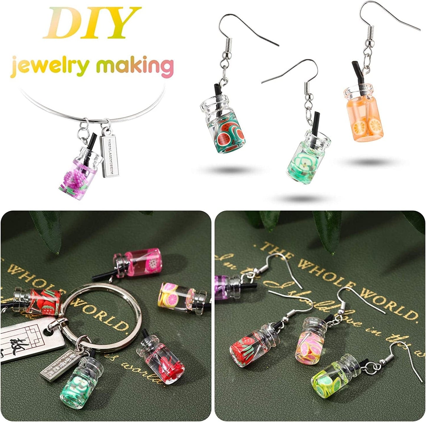 Milk Tea Charms Fruit Tea Charm Pendant Boba Fruit Tea Charms Dangle Earring Necklace Pendants for DIY Jewelry Making 48