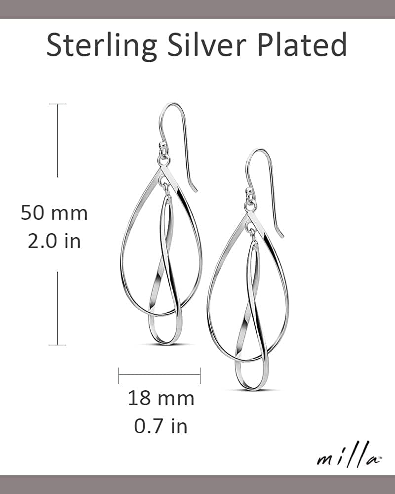 MILLA Teardrop Earrings - Designer Silver Statement Earrings or Gold Dangle Earrings for Women Trendy Upscale Dangly Earrings