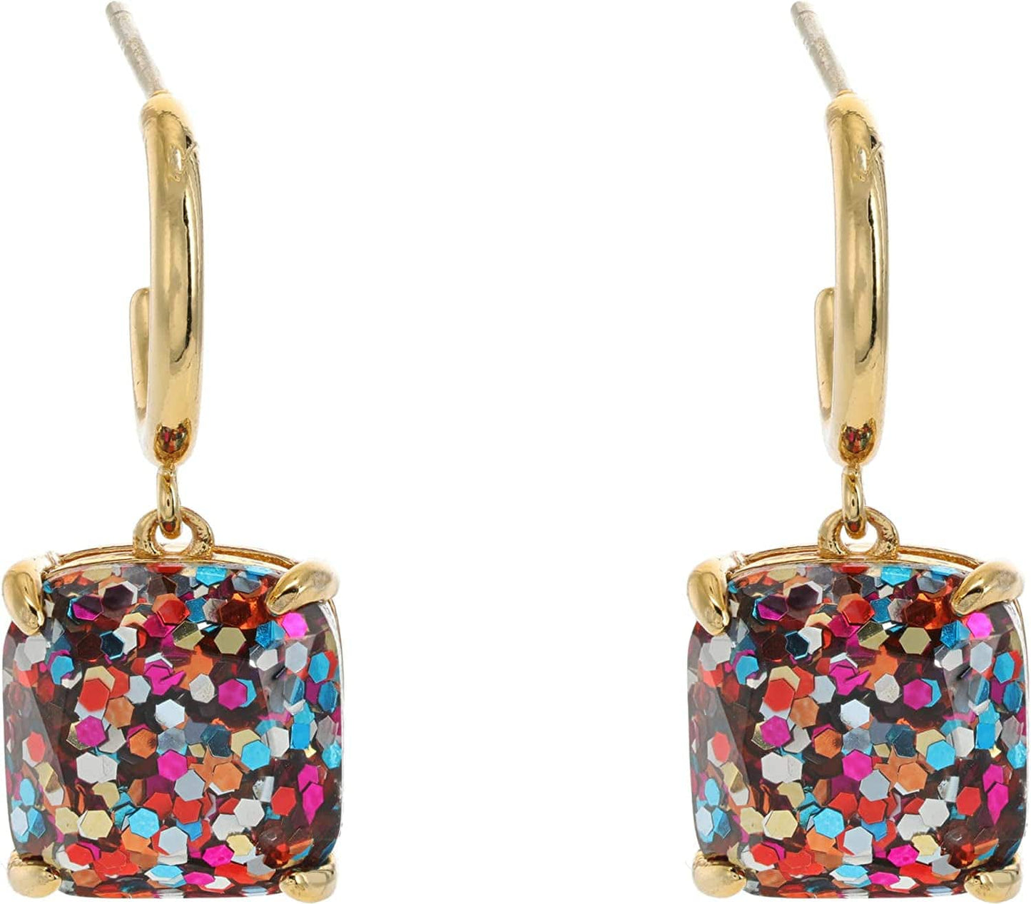 Mini Small Square Huggies Earrings Multi Glitter / One Size