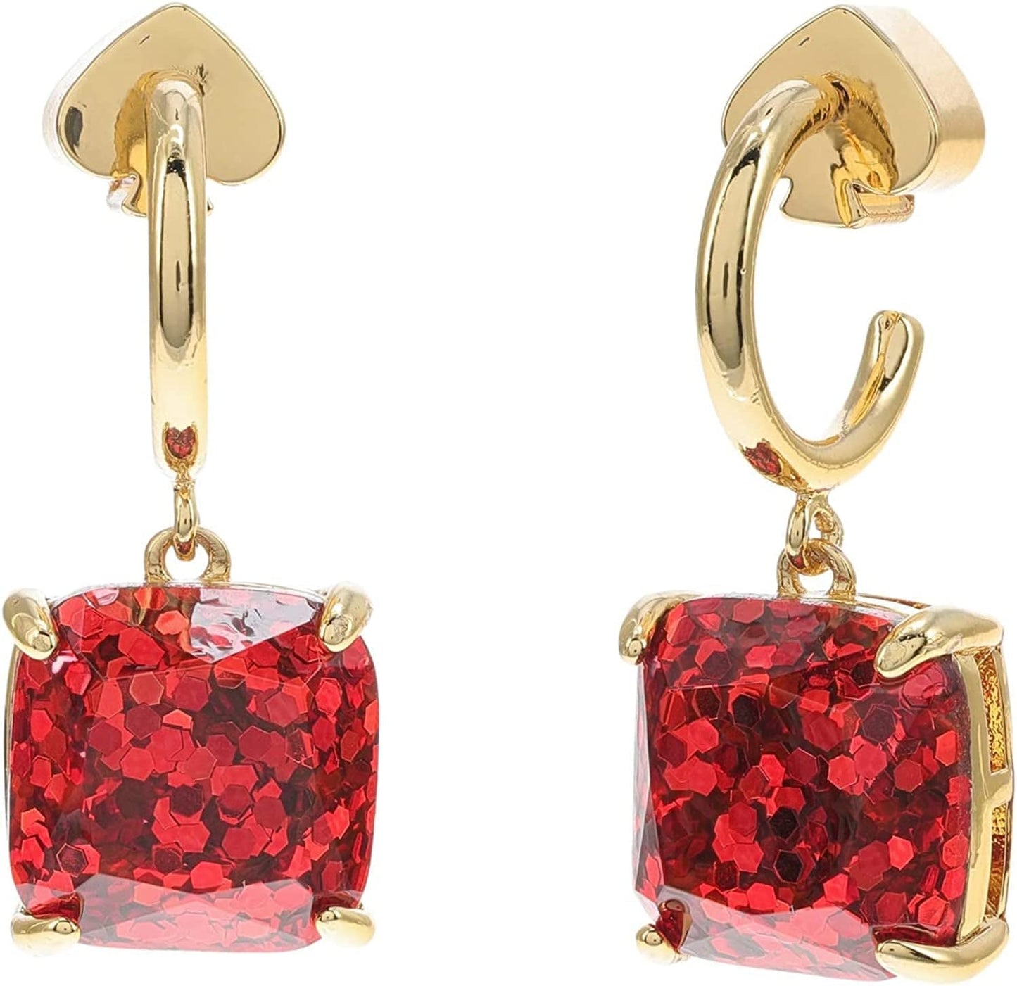 Mini Small Square Huggies Earrings Red Glitter / One Size