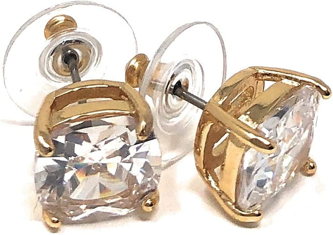 Mini Small Square Studs Earrings Clear / One Size
