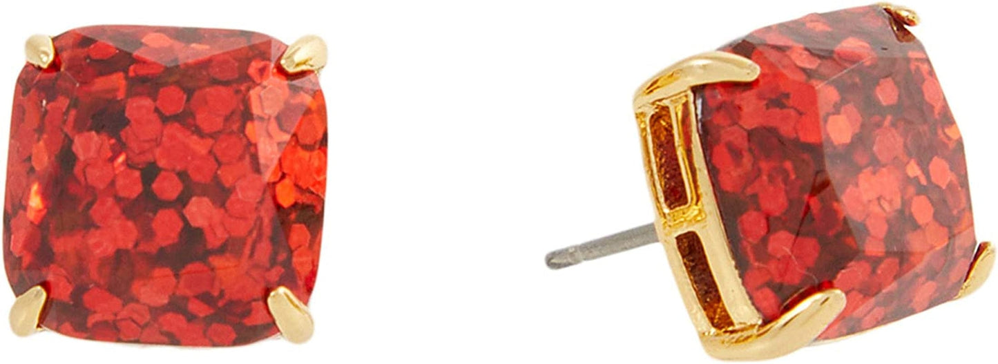 Mini Small Square Studs Earrings Red / One Size