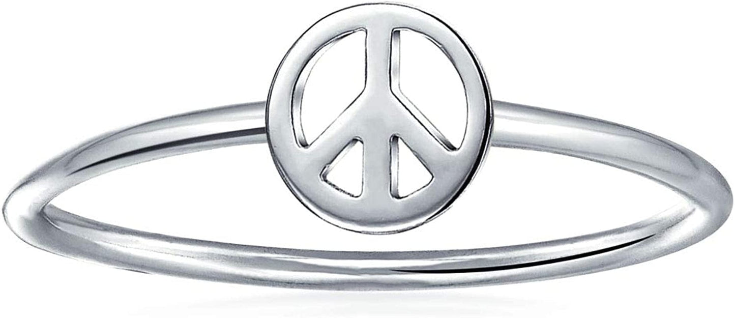 Minimalist Simple 925 Sterling Silver Midi Knuckle 1MM Band Stackable Peace Sign Ring for Teen for Girlfriend