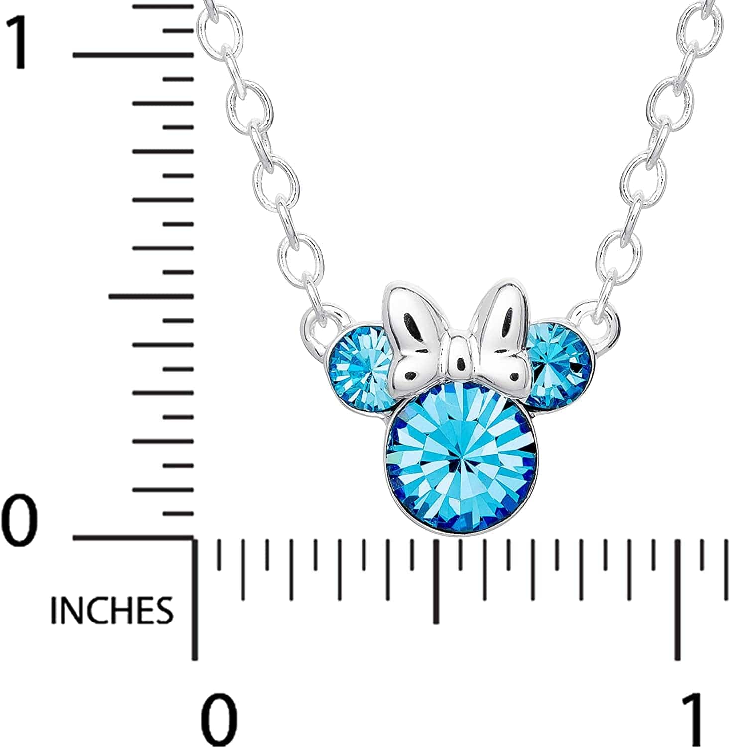 Minnie Mouse Crystal Birthstone Jewelry, Birth Month Pendant Necklace, Silver Plated