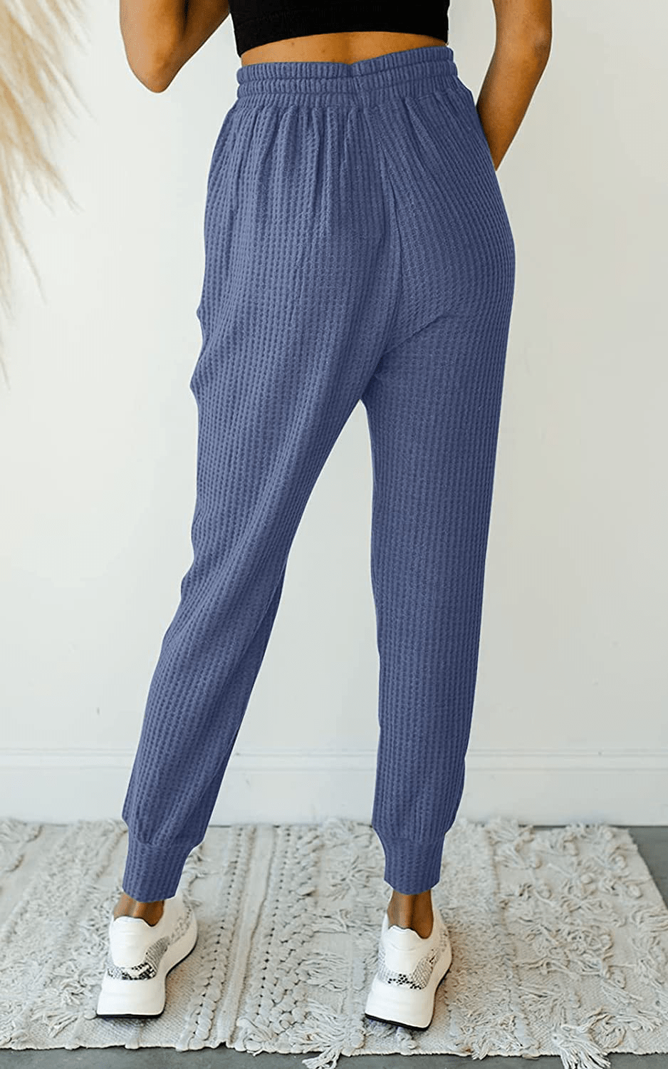 MIROL Women'S Active Drawstring Joggers Pants Elastic Waist Waffle Knit Trousers Athletic Solid Color Sweatpants Apparel & Accessories > Clothing > Activewear Kylie Max