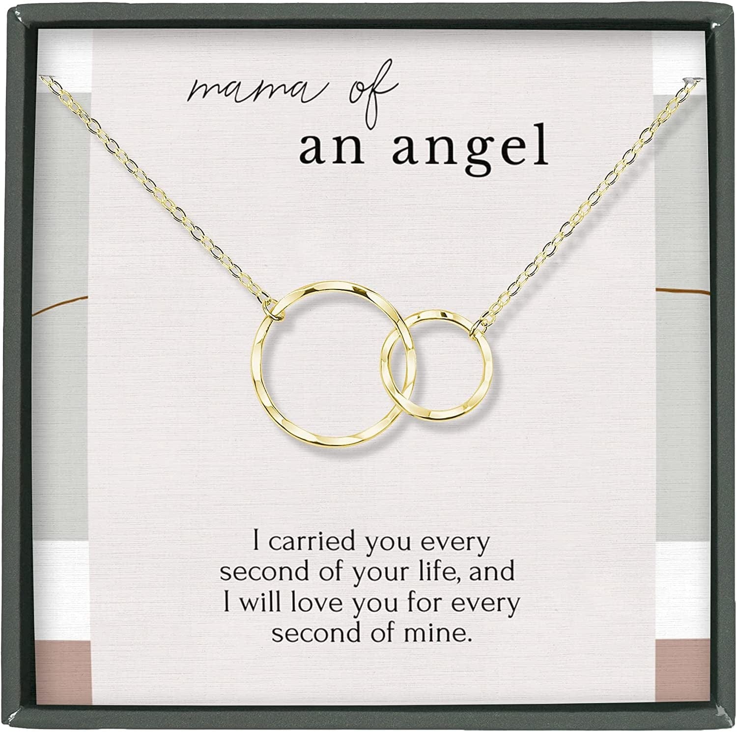 Miscarriage Memorial Necklace Jewelry Gifts for Mothers Loss of Twins Infant Stillborn Angel Baby Pregnancy Multiple Miscarriage Interlocking Circles Linked Sympathy Bereavement Remembrance 14K GOLD VERMEIL / MAMA OF AN ANGEL