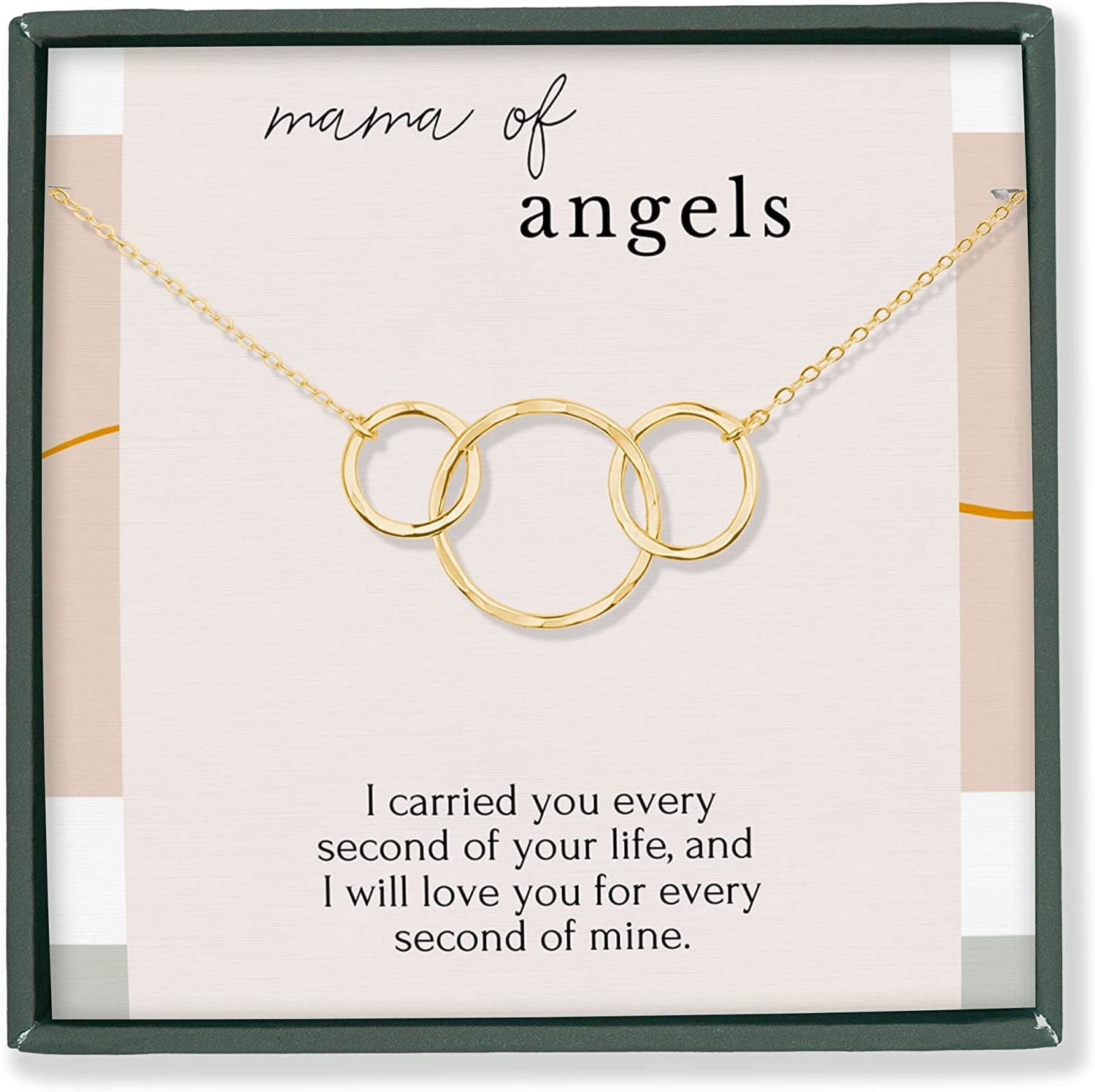 Miscarriage Memorial Necklace Jewelry Gifts for Mothers Loss of Twins Infant Stillborn Angel Baby Pregnancy Multiple Miscarriage Interlocking Circles Linked Sympathy Bereavement Remembrance 14K GOLD VERMEIL / MAMA OF ANGELS