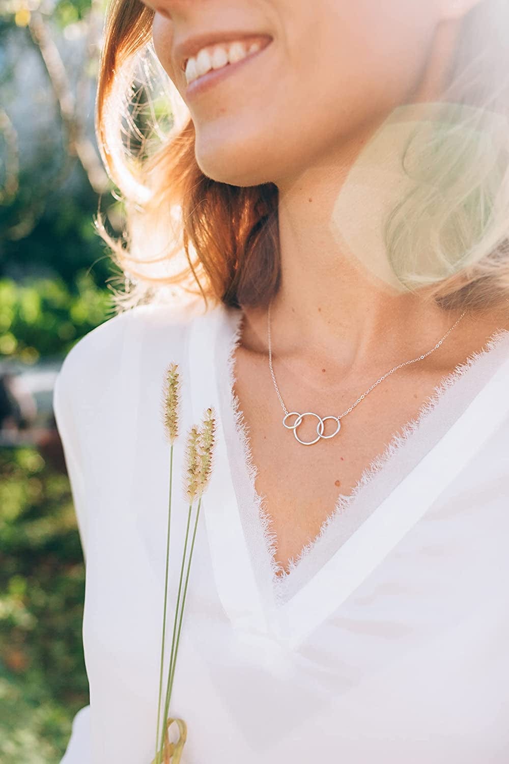 Miscarriage Memorial Necklace Jewelry Gifts for Mothers Loss of Twins Infant Stillborn Angel Baby Pregnancy Multiple Miscarriage Interlocking Circles Linked Sympathy Bereavement Remembrance
