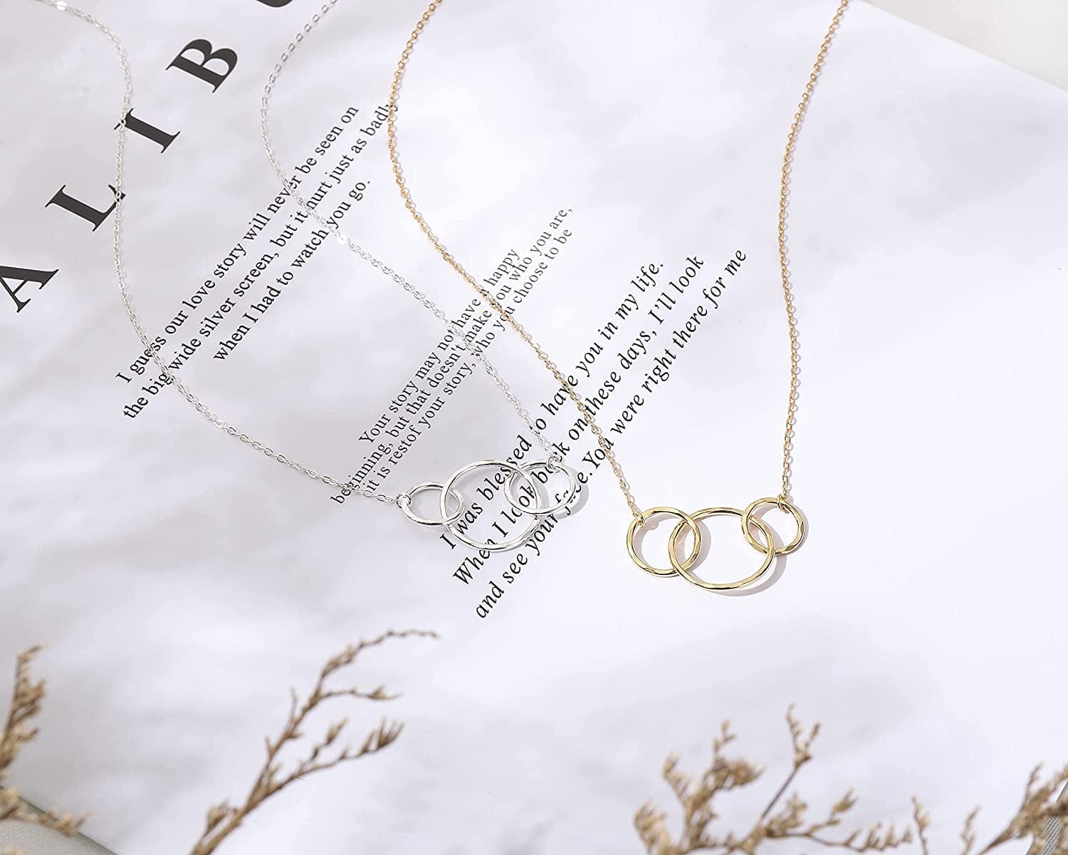 Miscarriage Memorial Necklace Jewelry Gifts for Mothers Loss of Twins Infant Stillborn Angel Baby Pregnancy Multiple Miscarriage Interlocking Circles Linked Sympathy Bereavement Remembrance