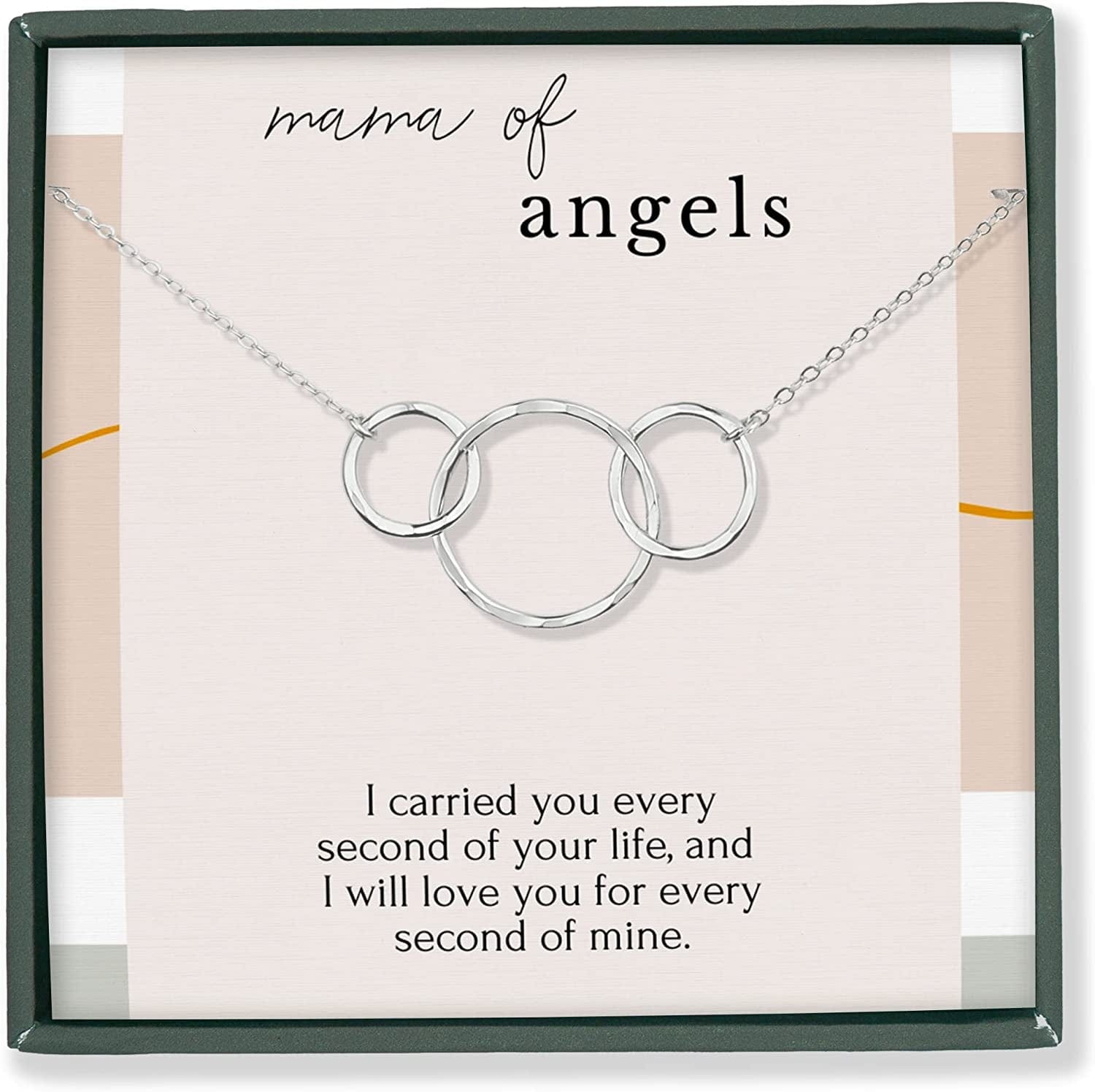 Miscarriage Memorial Necklace Jewelry Gifts for Mothers Loss of Twins Infant Stillborn Angel Baby Pregnancy Multiple Miscarriage Interlocking Circles Linked Sympathy Bereavement Remembrance STERLING SILVER / MAMA OF ANGELS