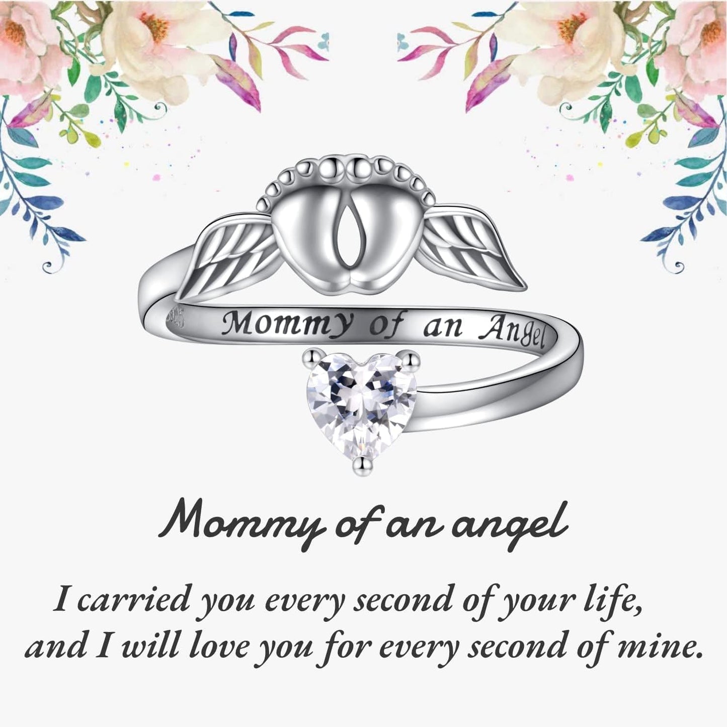 Miscarriage Ring and Earrings Mommy of an Angel Necklace Bracelet 925 Sterling Silver Infant Pregnancy Loss Memorial Jewelry Sympathy Gift for Women Mom