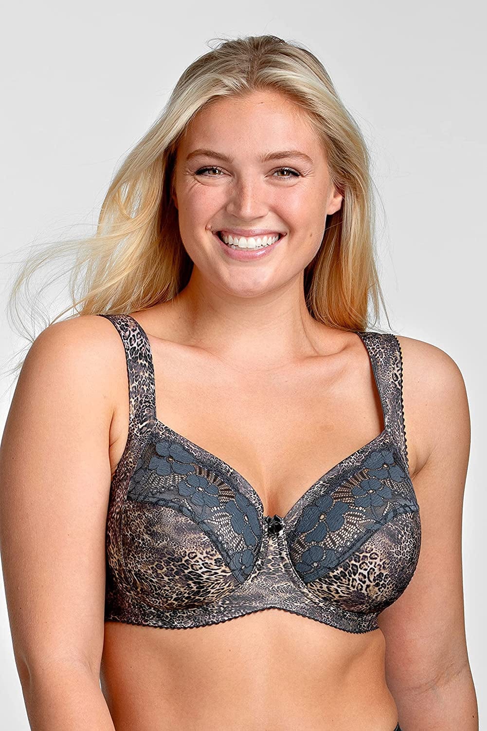 Miss Mary of Sweden Leo Underwired Elastic Lace Bra with Unpadded Cups Luxurious Design and Animal Print
