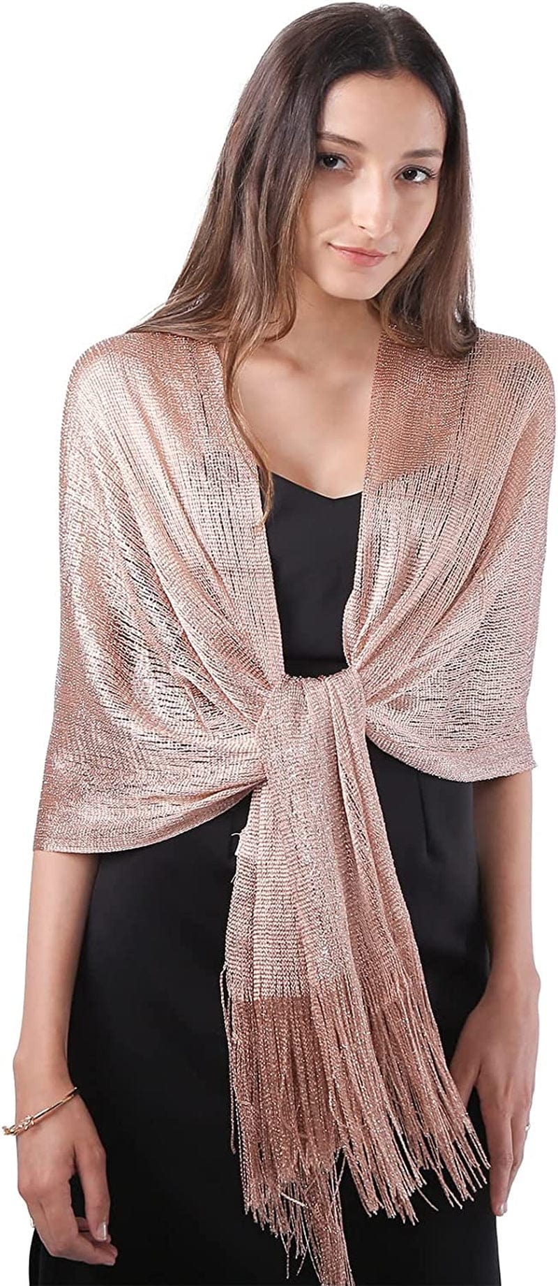 Missshorthair Women'S Sparkle Shawls and Wraps with Buckle for Wedding Party Dresses Apparel & Accessories > Clothing Accessories > Scarves & Shawls MissShorthair 2#rose Gold