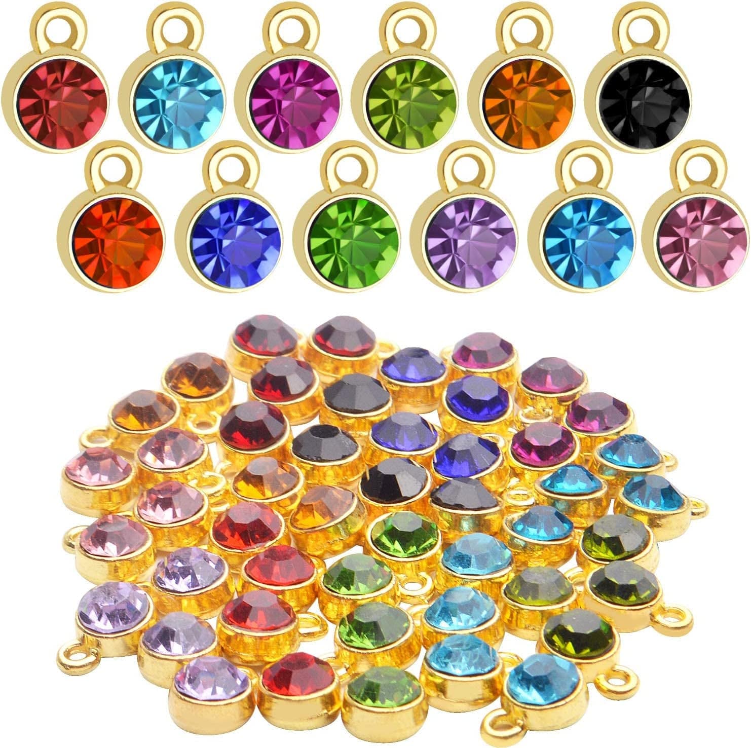Mixed Crystal Charms,24Pcs 10X7Mm Faceted Crystal Pendant Charms round 12 Colors Rhinestone Birthstone Bead Pendants Bulk for Jewelry Making Necklace Earrings DIY Crystal Birthstone Charms4