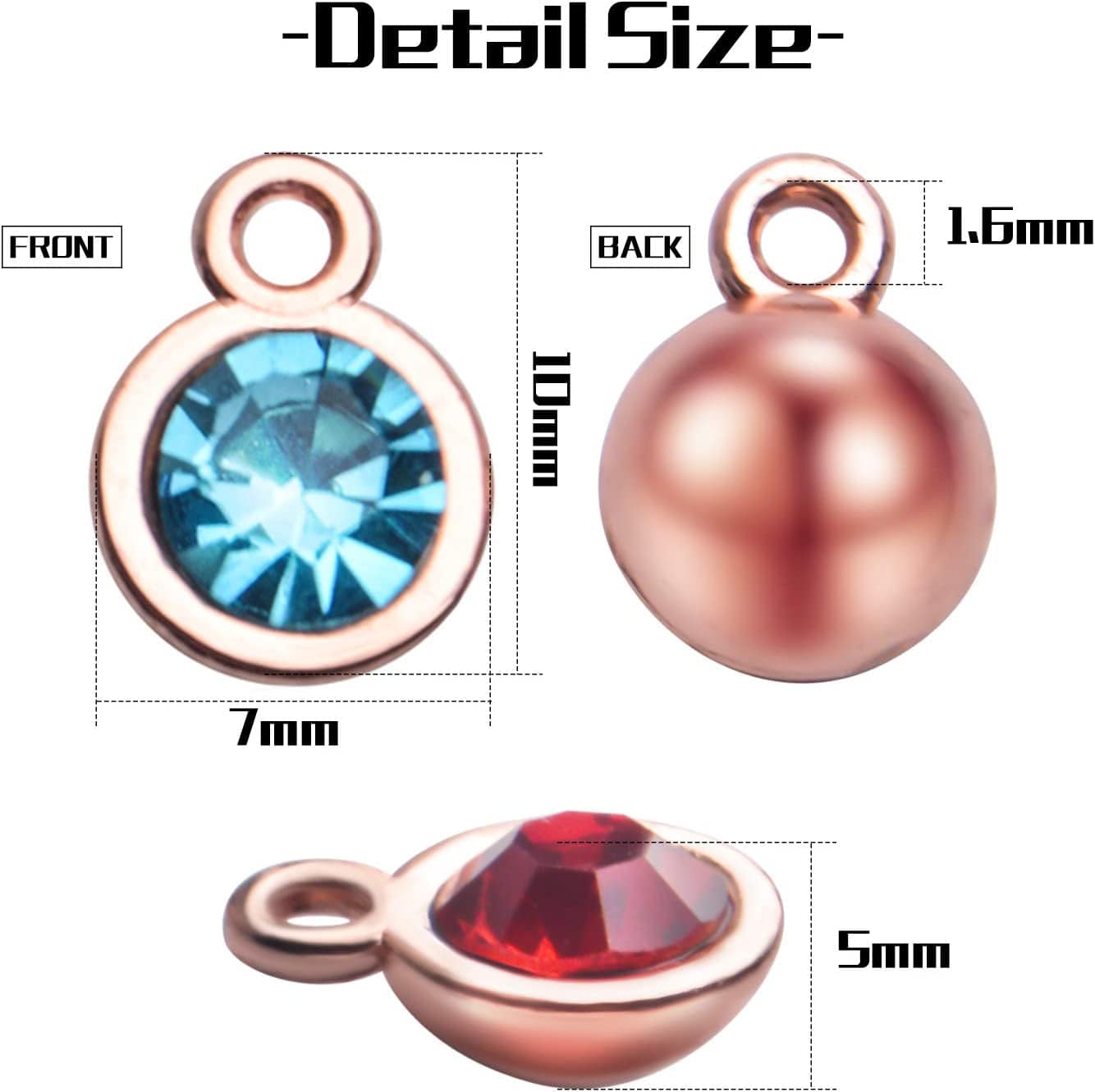 Mixed Crystal Charms,24Pcs 10X7Mm Faceted Crystal Pendant Charms round 12 Colors Rhinestone Birthstone Bead Pendants Bulk for Jewelry Making Necklace Earrings DIY