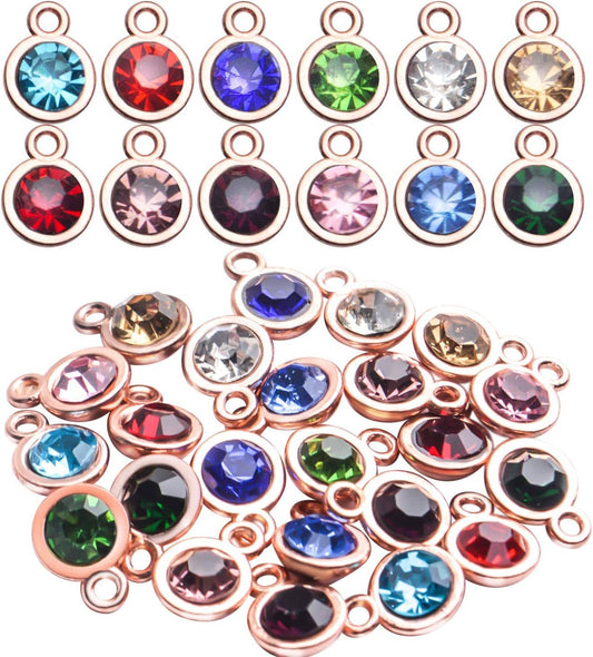 Mixed Crystal Charms,24Pcs 10X7Mm Faceted Crystal Pendant Charms round 12 Colors Rhinestone Birthstone Bead Pendants Bulk for Jewelry Making Necklace Earrings DIY Crystal Birthstone Charms2