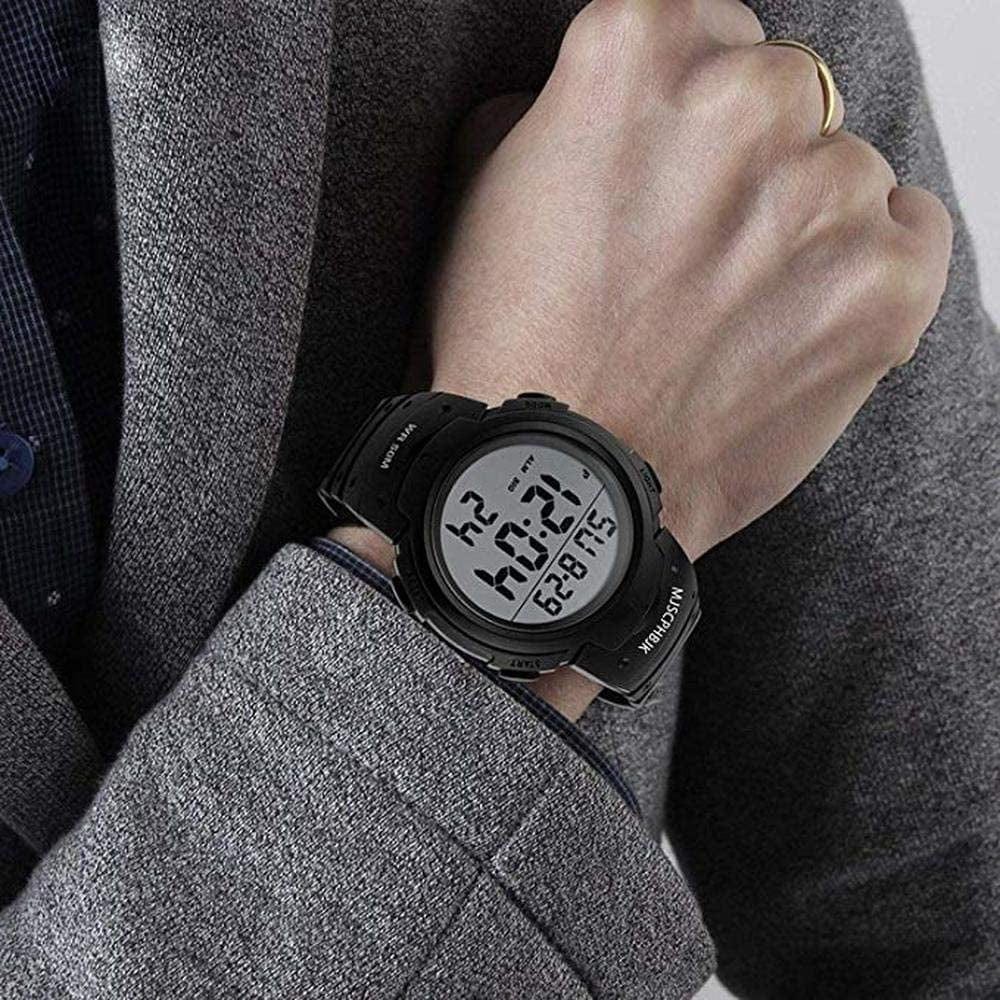 MJSCPHBJK Mens Digital Sports Watch, Waterproof LED Screen Large Face Military Watches and Heavy Duty Electronic Simple Army Watch with Alarm