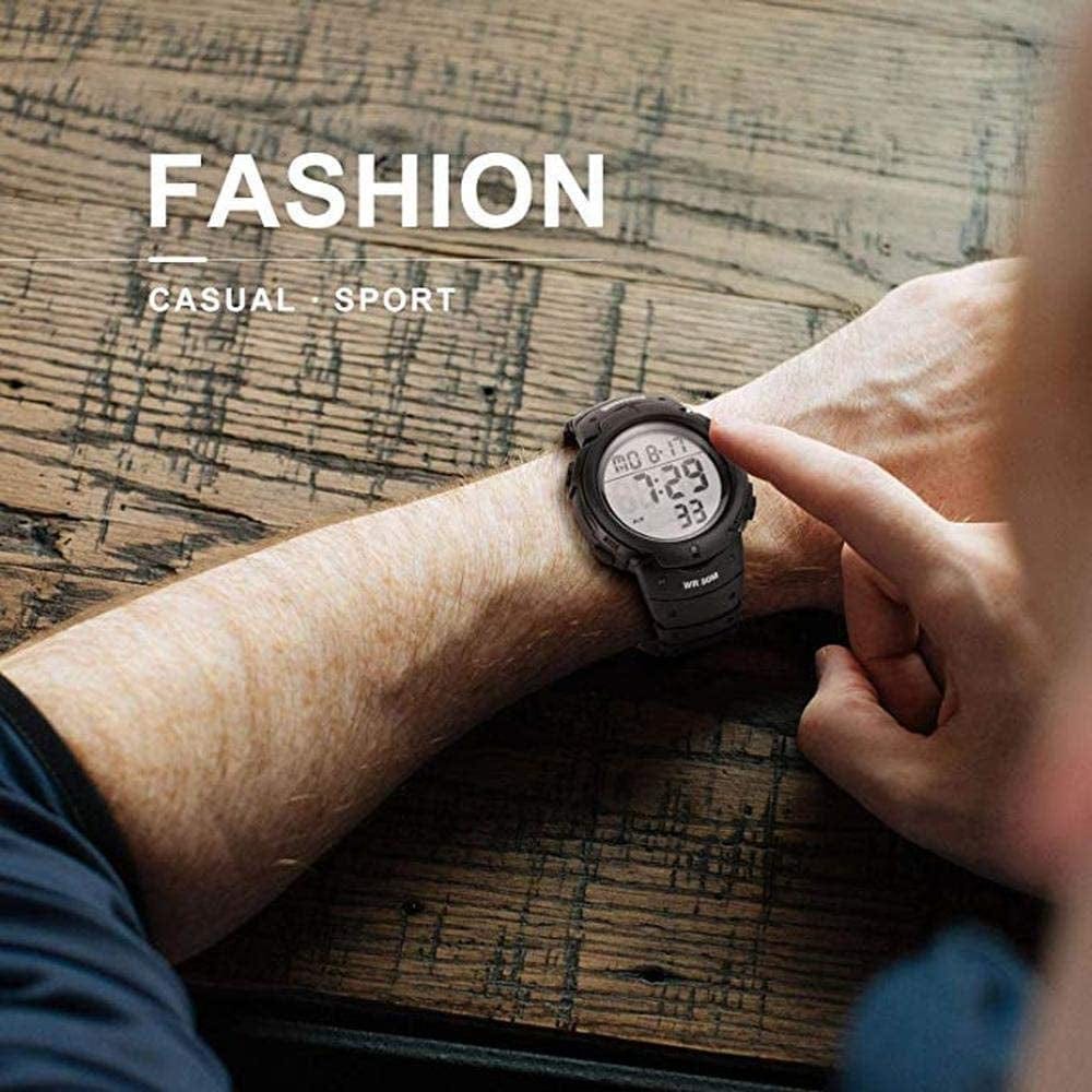 MJSCPHBJK Mens Digital Sports Watch, Waterproof LED Screen Large Face Military Watches and Heavy Duty Electronic Simple Army Watch with Alarm