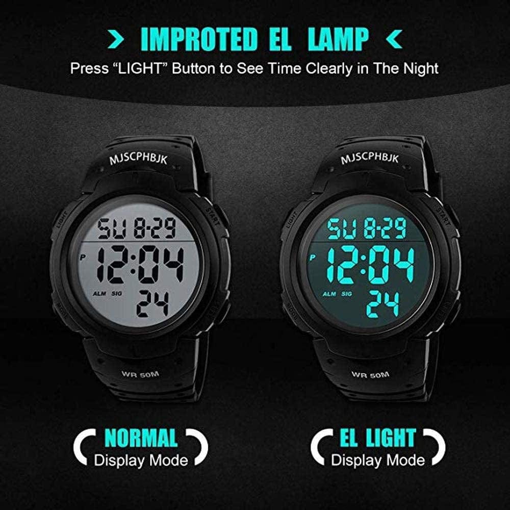 MJSCPHBJK Mens Digital Sports Watch, Waterproof LED Screen Large Face Military Watches and Heavy Duty Electronic Simple Army Watch with Alarm