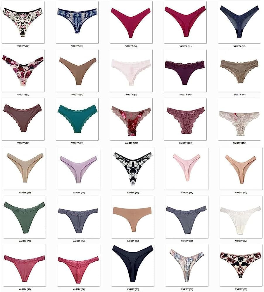 Mobartwo Women Sexy Variety Assorted Thong Underwear Pack Sexy G String T-Back Thongs Set Funny Panties Bulk Undies