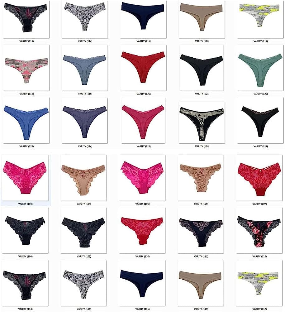 Mobartwo Women Sexy Variety Assorted Thong Underwear Pack Sexy G String T-Back Thongs Set Funny Panties Bulk Undies